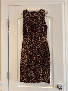 Ralph Lauren Leopard Print Sleeveless Sheath Dress - Brown/Black